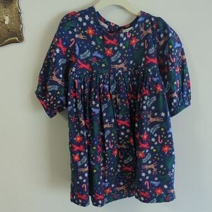 Hanna Andersson Navy Holiday Kids Dress Size 4